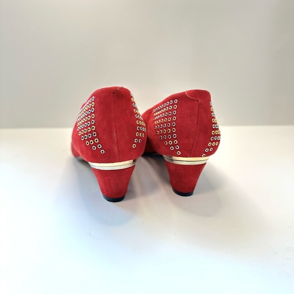 Sesto Meucci Red Suede Studded Heel Pumps – Size 8.5M – Made in Italy - Picture 6 of 10